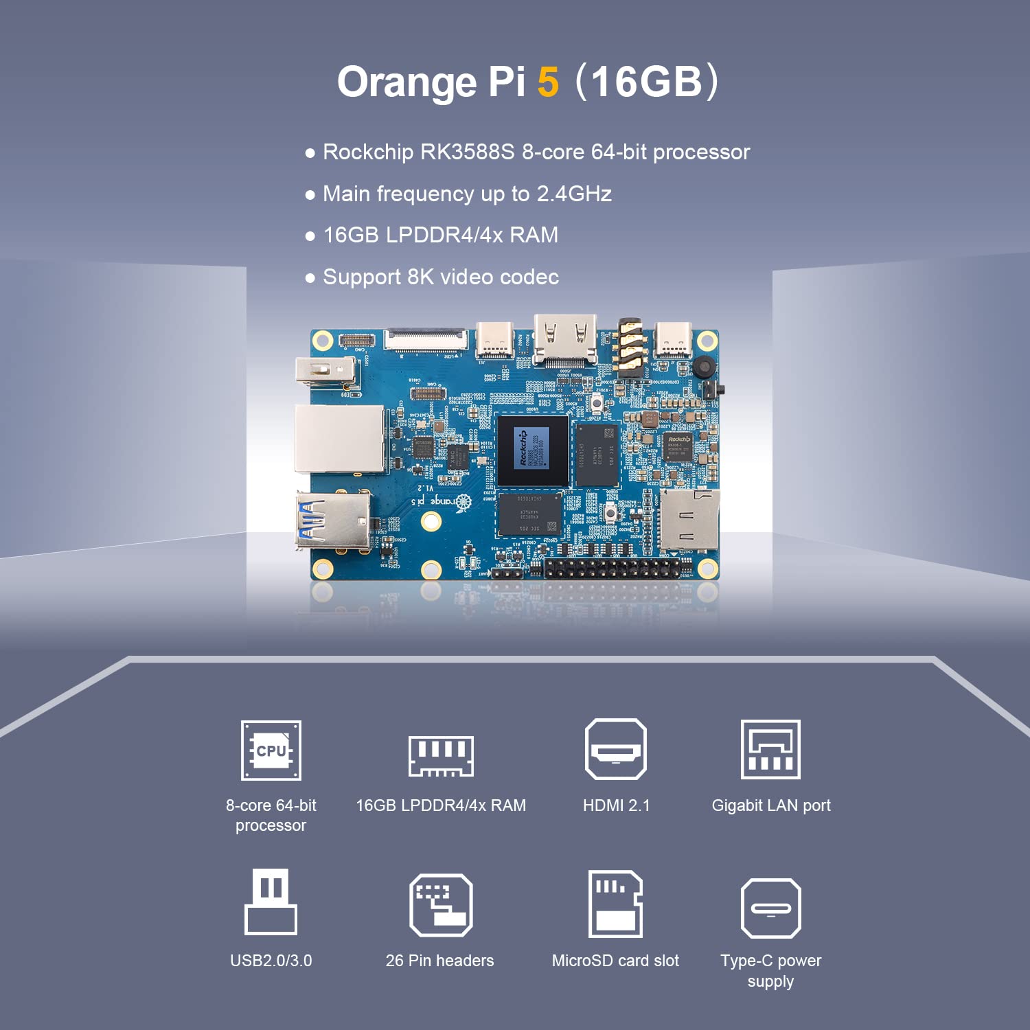 Amazon.co.jp: Orange Pi 5 16GB Rockchip RK3588S 8コア 64 ビット